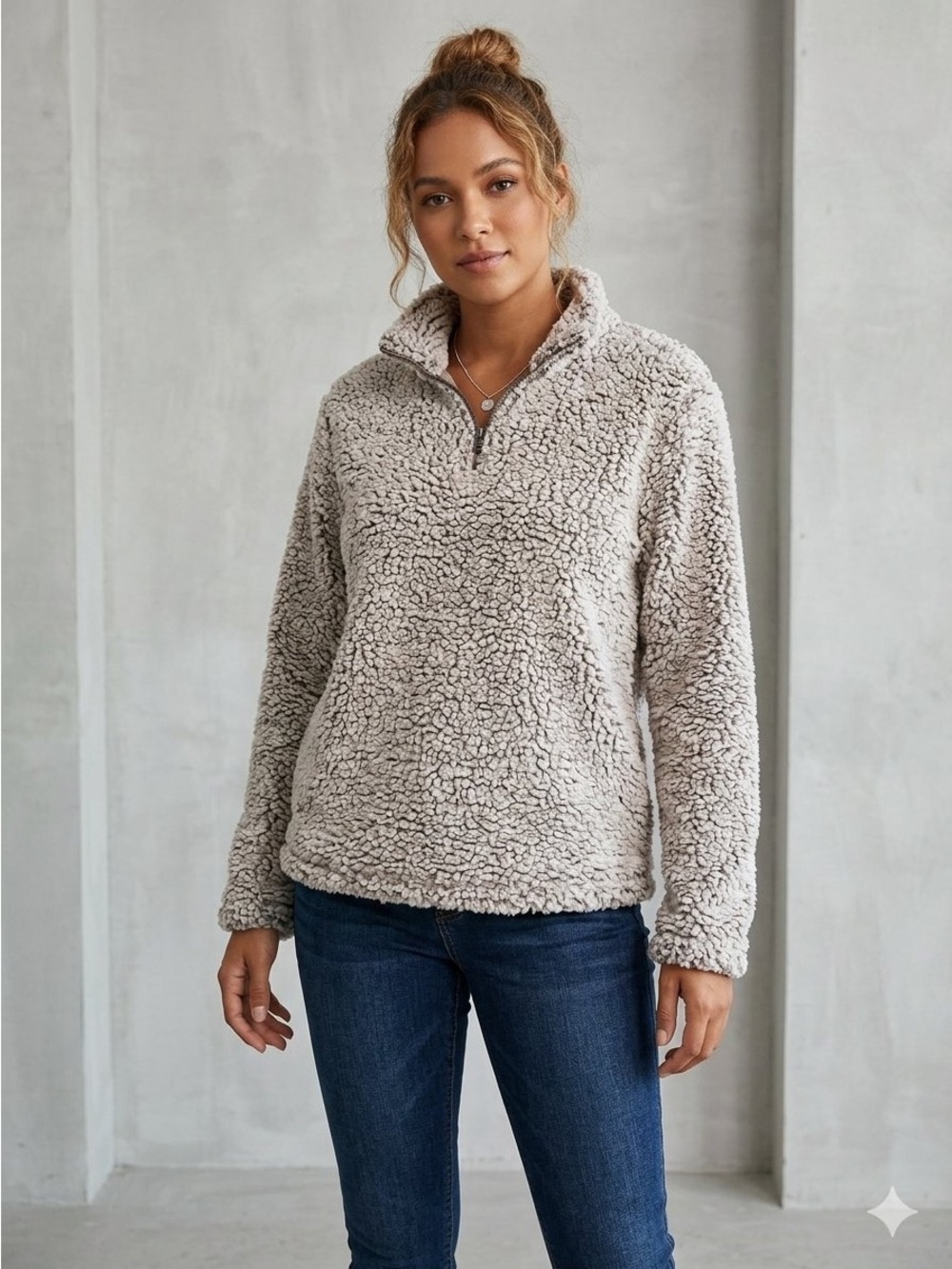 Thread & Supply Teddy Bear Pullover Sherpa Medium